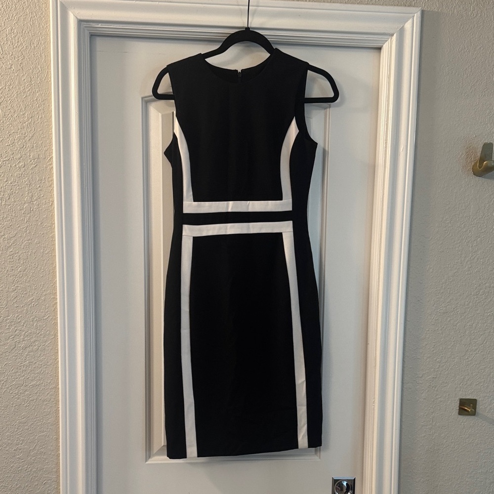 Calvin Klein Black Dress with White Trim